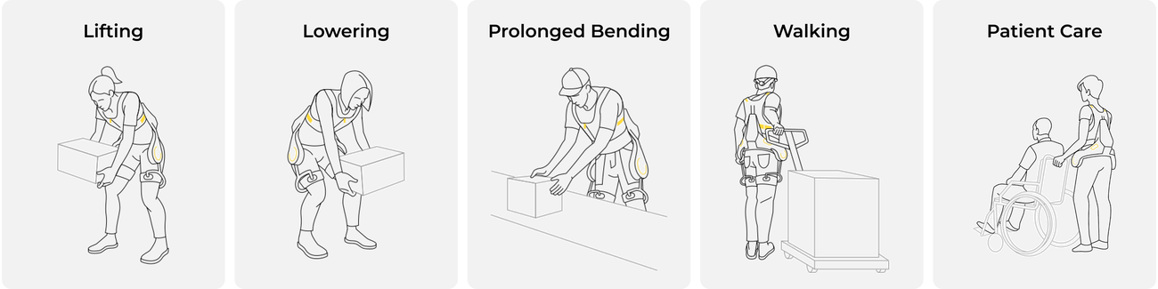 Apogee supports lifting, lowering, prolonged bending, walking, and patient care