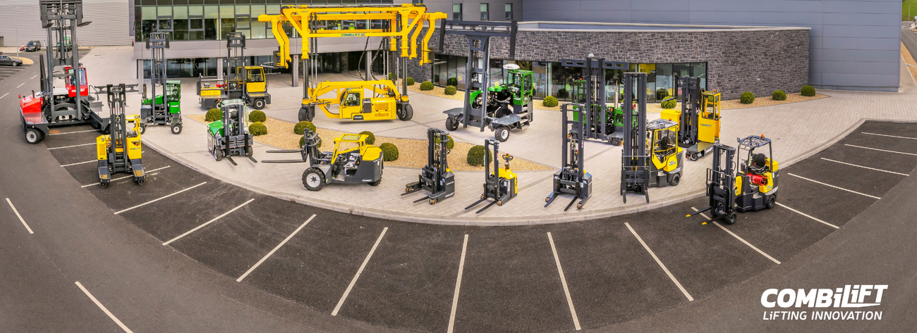 bird's eye view of combilift's material handling forklift and industrial equipment
