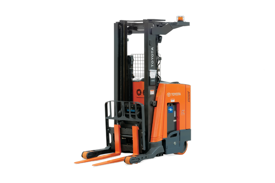 side stance view of Toyota's electric reach truck